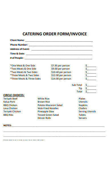 catering distinction order form