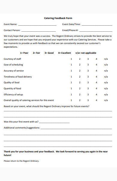 catering feedback form