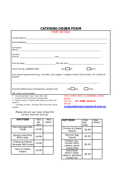 catering purchase order form