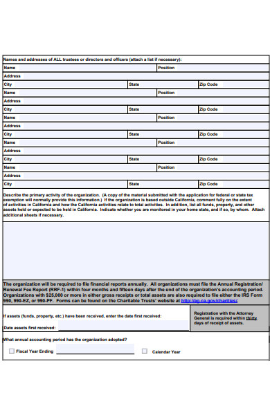 charitable trust registration form