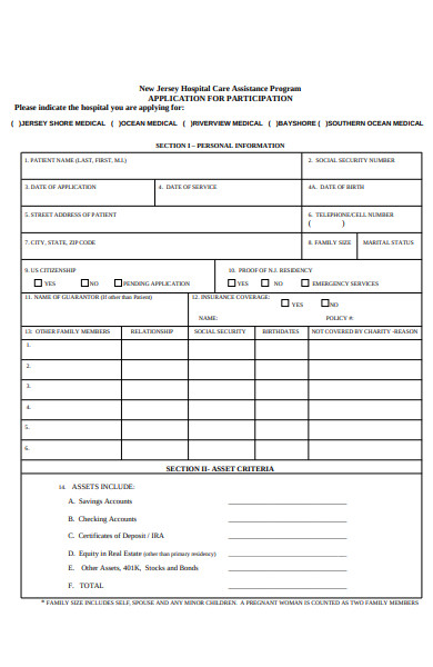 charity application form