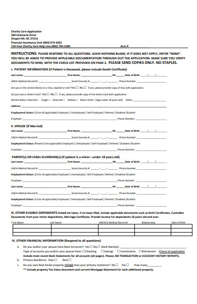 charity care form