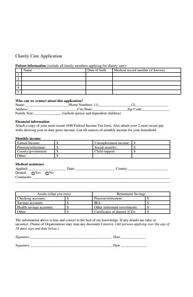 charity childcare form