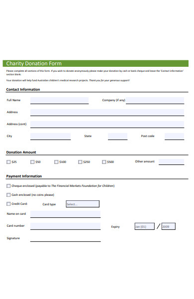 charity donation form