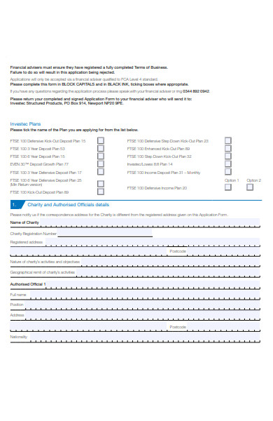 charity plan form