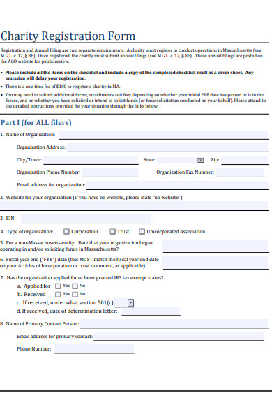 charity registration form