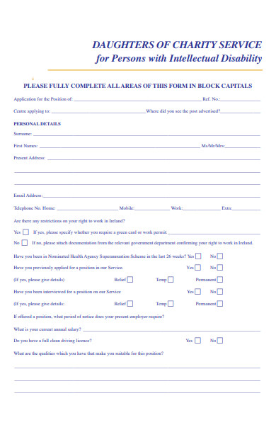 charity service form