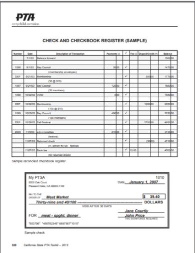 Free 6 Checkbook Register Forms In Pdf Excel