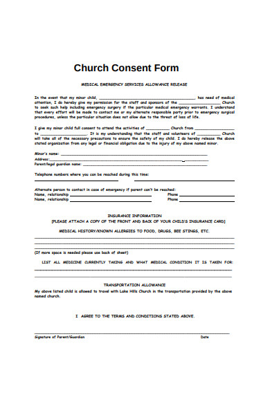 church consent form