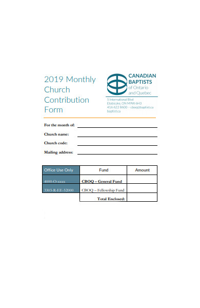 church contribution form