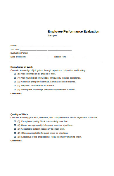 church employee evaluation form