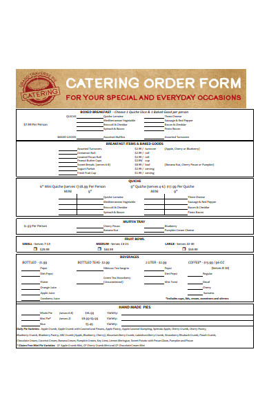 client catering order form