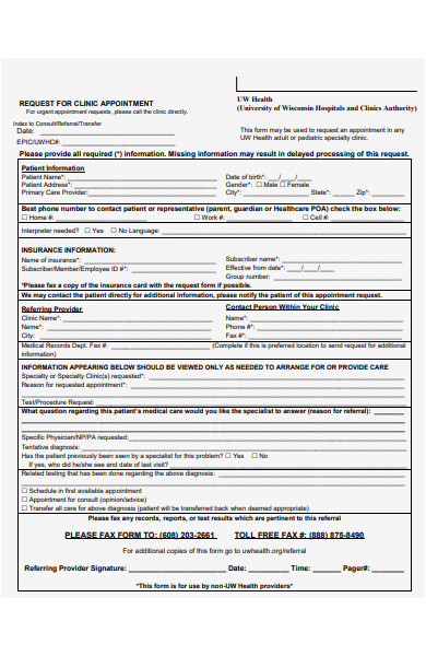 clinic appointment form