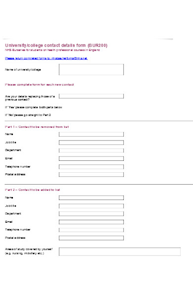 college contact details form