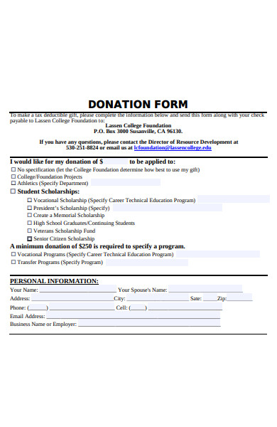 college donation form