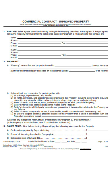 commercial property contract form