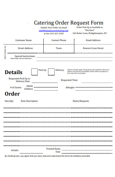 company catering order form