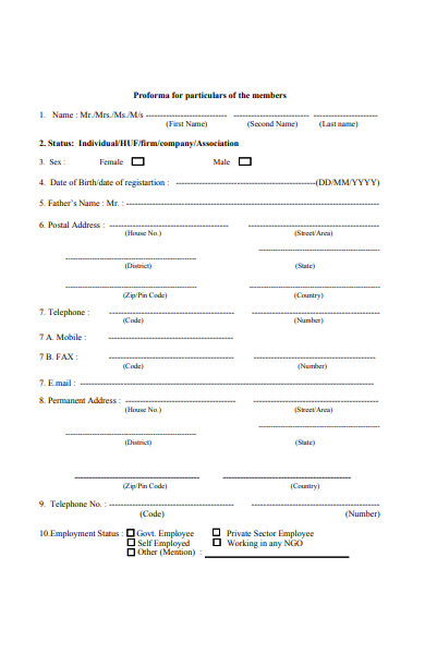 company membership application form