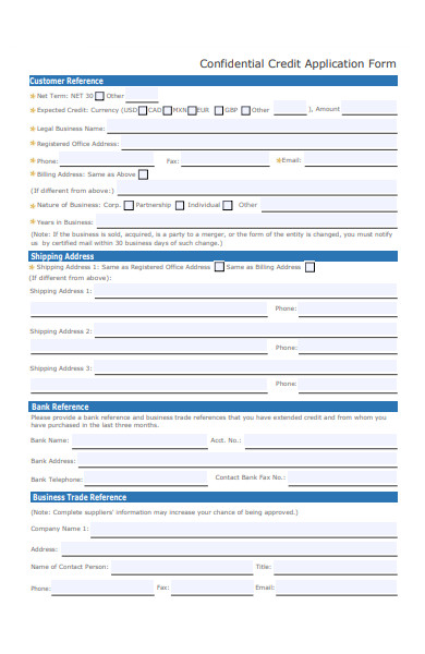 Free 37 Credit Application Forms In Pdf Ms Word Excel 5026