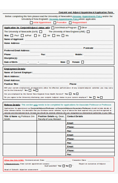 conjoint appointment application form