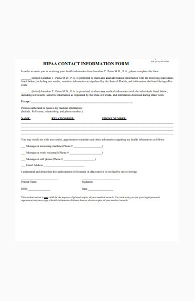 contact information form