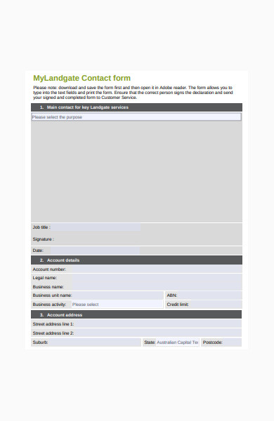 contact form in pdf