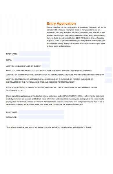 FREE 36+ Contest Entry Form Samples, PDF, MS Word, Google Docs, Excel