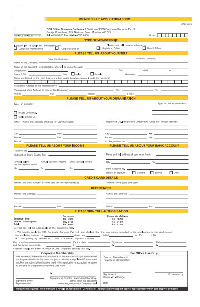 corporate membership application form
