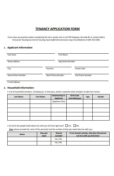 corporation tenancy application form