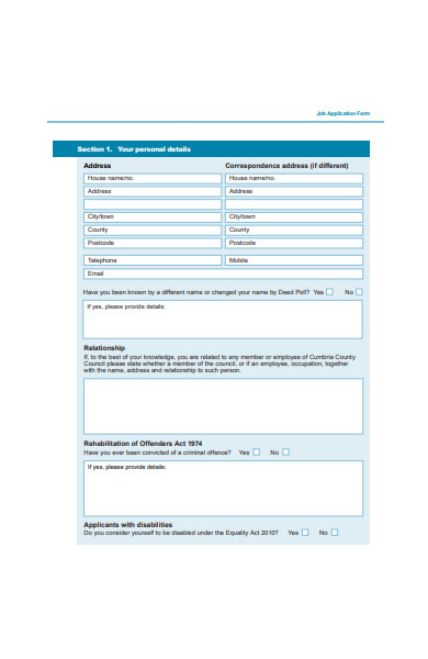 council job application form