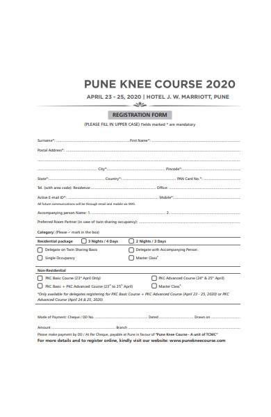 course registration form in pdf