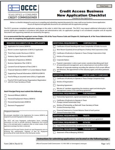 FREE 6+ Business Credit Checklist Forms in PDF