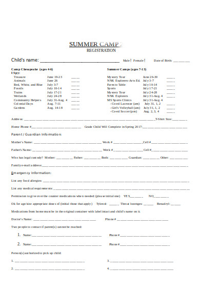 cultural camp registration form