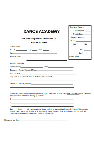 FREE 33 Dance Registration Forms In PDF MS Word