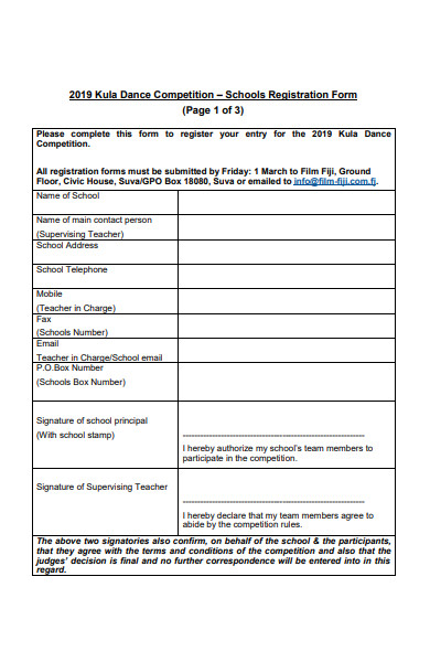 dance school registration form1