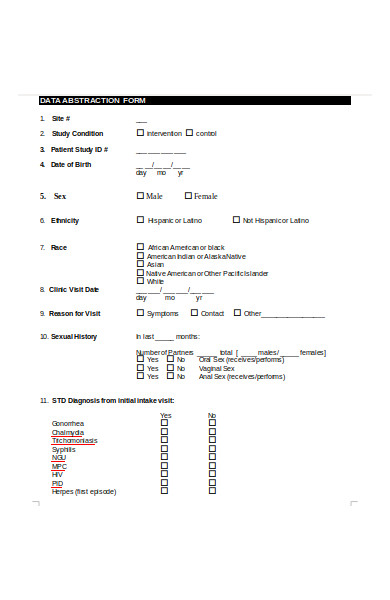 data abstract form sample