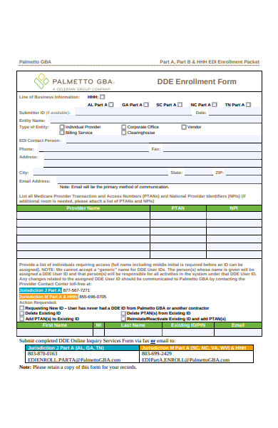 data entry enrolment forms