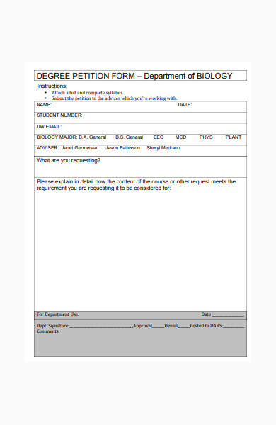 degree petition form