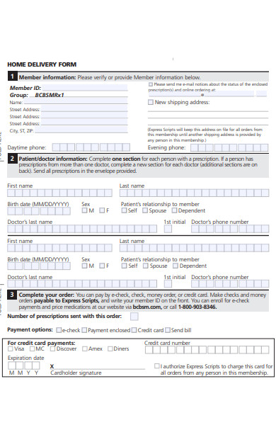 delivery service order form