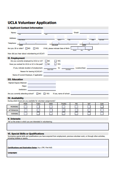 department volunteer application form