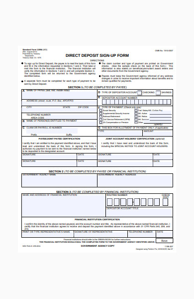 direct deposit signup form in pdf