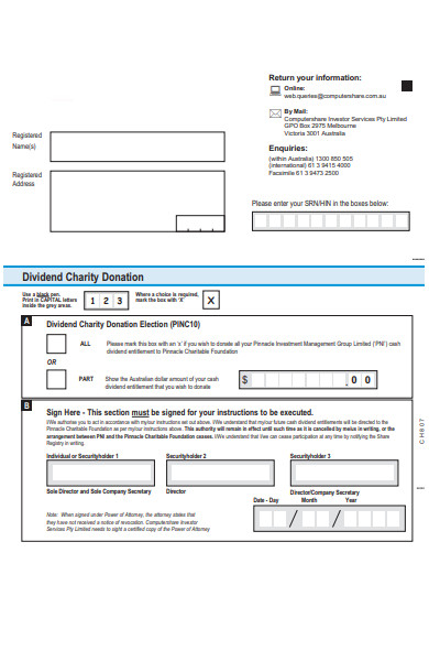 dividend charity donation form