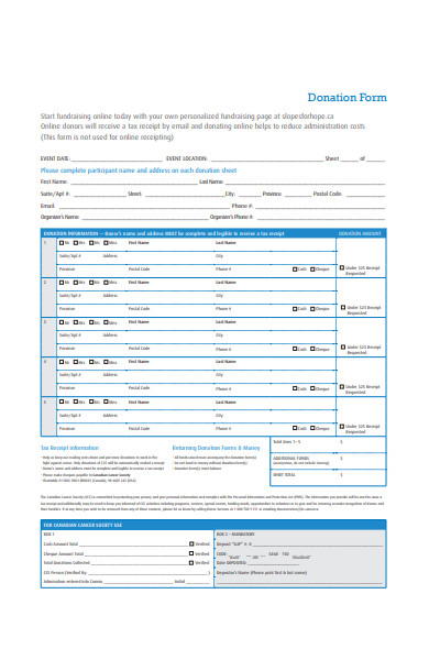 donation hope form