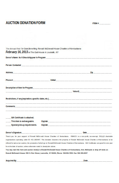 donation order form