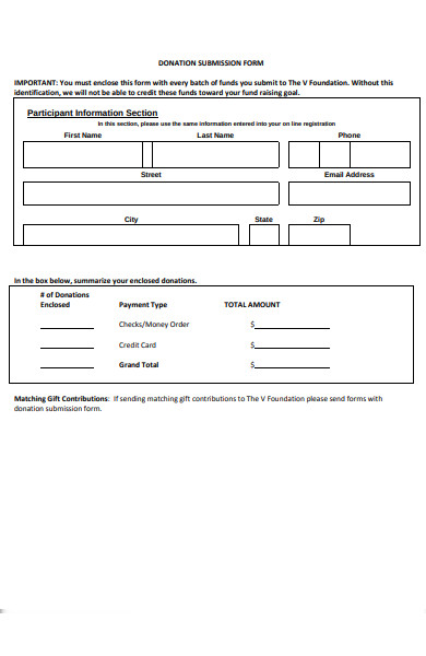 donation submission form
