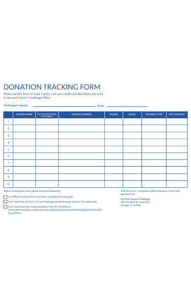 donation tracking forms