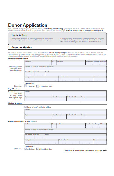 donor application form