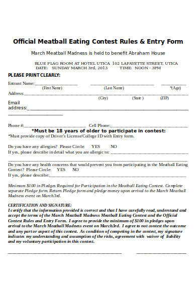 eating contest entry form