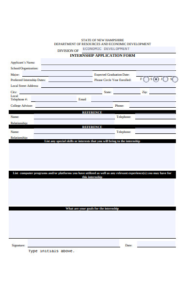 economic development internship application form