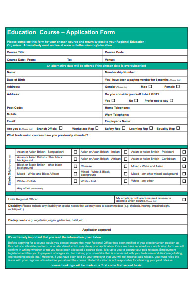 FREE 56+ Education Form Samples, PDF, MS Word, Google Docs, Excel